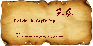 Fridrik György névjegykártya